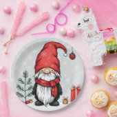 Feestelijke gezellige kerstkabouter in Vermomming Papieren Bordje (Feest)