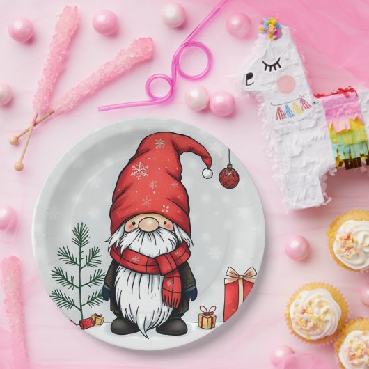 Feestelijke gezellige kerstkabouter in Vermomming Papieren Bordje (Feest)