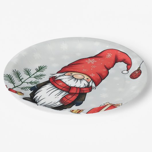 Feestelijke gezellige kerstkabouter in Vermomming Papieren Bordje (Gekanteld)