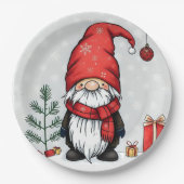 Feestelijke gezellige kerstkabouter in Vermomming Papieren Bordje (Voorkant)