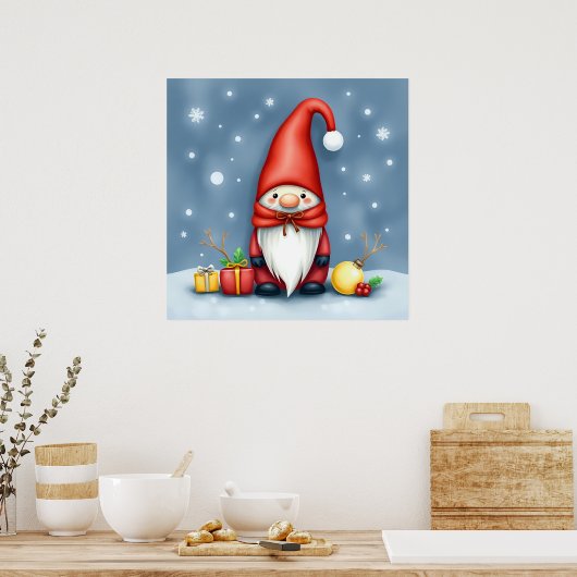 Feestelijke gezellige kerstkabouter in Vermomming Poster (Keuken)