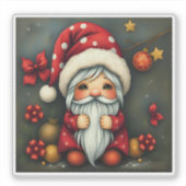 Feestelijke gezellige kerstkabouter in Vermomming Sticker (Voorkant)
