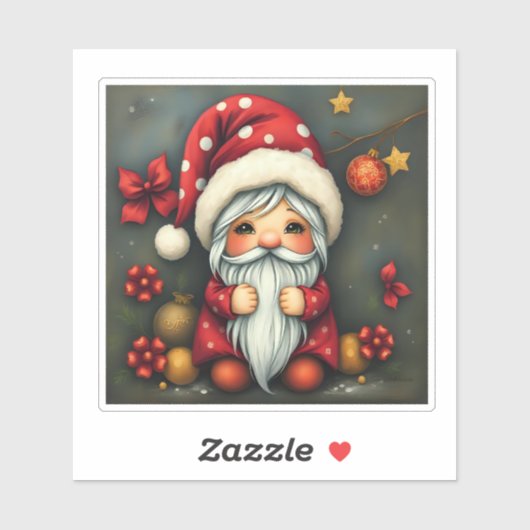 Feestelijke gezellige kerstkabouter in Vermomming Sticker (Vel)