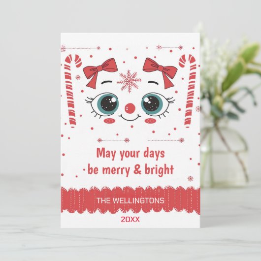 Feestelijke Gezicht Kerstmis - Vrolijk & Helder Feestdagenkaart (Staand voorkant)