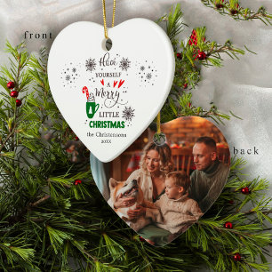 Feestelijke gezinsfoto Prettig Kerstfeest Keramisch Ornament