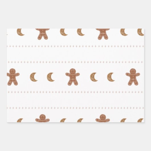 Feestelijke Gingerbread 3-pack kerstcadeau wrap Inpakpapier Vel (Voorkant 2)