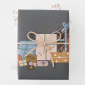 Feestelijke Gingerbread 3-pack kerstcadeau wrap Inpakpapier Vel (In situ)