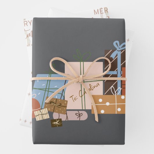 Feestelijke Gingerbread 3-pack kerstcadeau wrap Inpakpapier Vel (In situ)