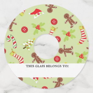 Feestelijke Gingerbread Heren Kerstvakantie Wijnglaslabel