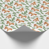 Feestelijke Gingerbread Horse & Pine Pattern Cadeaupapier (Hoek)