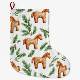 Feestelijke Gingerbread Horse & Pine Pattern Grote Kerstsok