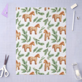 Feestelijke Gingerbread Horse & Pine Pattern Tissuepapier