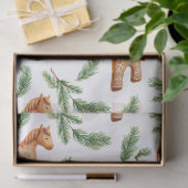 Feestelijke Gingerbread Horse & Pine Pattern Tissuepapier (Geschenk)