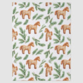 Feestelijke Gingerbread Horse & Pine Pattern Tissuepapier (Voorkant)
