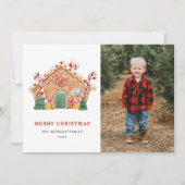 Feestelijke Gingerbread House Foto Kerstmis Feestdagenkaart (Voorkant)