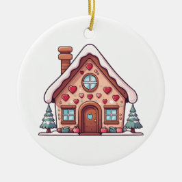Feestelijke Gingerbread House Illustratie Keramisch Ornament