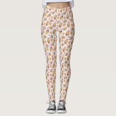 Feestelijke Gingerbread House Patroon Witte Kerst Leggings (Voorkant)