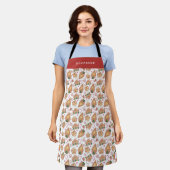 Feestelijke Gingerbread House Patroon Witte Kerst Schort (Gedragen)