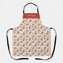 Feestelijke Gingerbread House Patroon Witte Kerst Schort