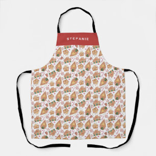 Feestelijke Gingerbread House Patroon Witte Kerst Schort
