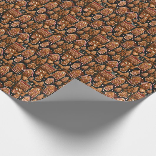 Feestelijke Gingerbread House Print -Classic Chris Cadeaupapier (Hoek)