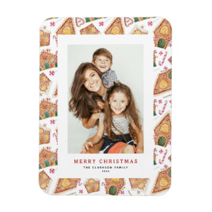 Feestelijke Gingerbread House White Foto Kerstmis Magneet