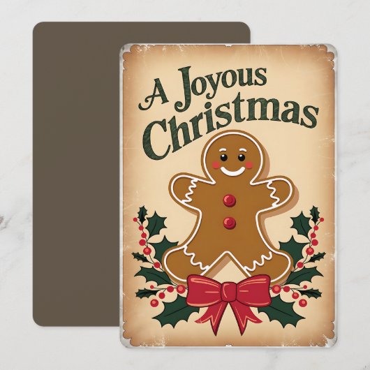 Feestelijke Gingerbread Man Holiday Kaart (Voorkant / Achterkant)