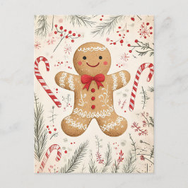 Feestelijke Gingerbread Man Kerstgroet Briefkaart