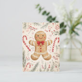 Feestelijke Gingerbread Man Kerstgroet Briefkaart (Staand voorkant)