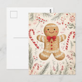 Feestelijke Gingerbread Man Kerstgroet Briefkaart (Voorkant / Achterkant)