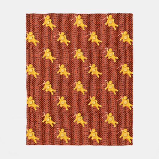 Feestelijke Gingerbread Man & Knit Patroon Kerstmi Fleece Deken (Voorkant)