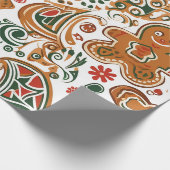 Feestelijke Gingerbread Swirls Patroon Cadeaupapier (Hoek)