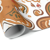 Feestelijke Gingerbread Swirls Patroon Cadeaupapier (Rol Hoek)