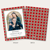 Feestelijke Gingham Foto Kerstmis Feestdagenkaart