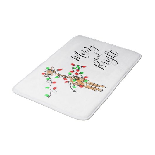 feestelijke Giraffe, groene rode roodtintelingen Badmat (Gekanteld)