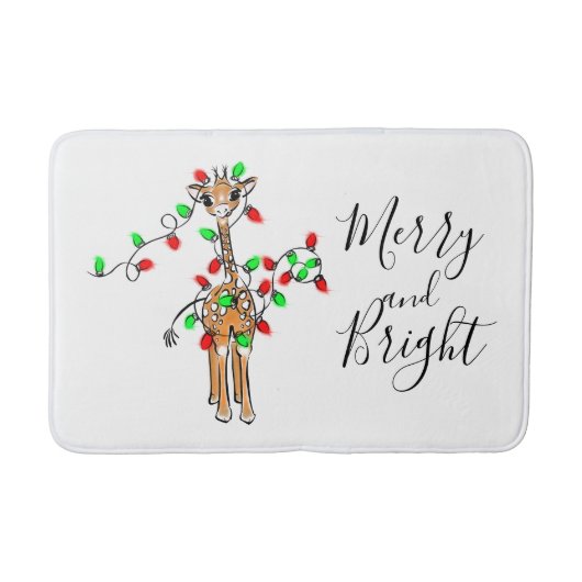 feestelijke Giraffe, groene rode roodtintelingen Badmat (Voorkant)