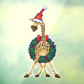 feestelijke Giraffe met kersttouwtjes Raamsticker (Vel 3)