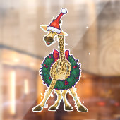 feestelijke Giraffe met kersttouwtjes Raamsticker (Vel 2)