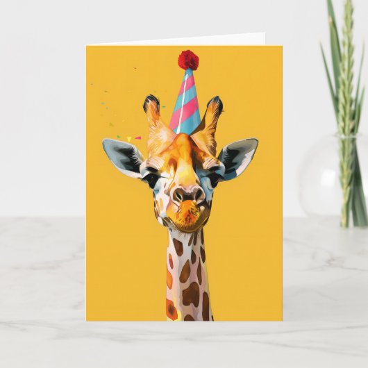 Feestelijke Giraffe Party Wenskaart Bedankkaart (Voorkant)