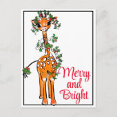 feestelijke Giraffe | rode groene kerstgarland Briefkaart (Voorkant)
