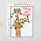 feestelijke Giraffe | rode groene kerstlichten Briefkaart (Voorkant / Achterkant)