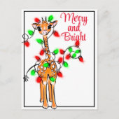 feestelijke Giraffe | rode groene kerstlichten Briefkaart (Voorkant)