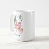 Feestelijke Girly Pink Sleigh de hele dag Kerstmis Koffiemok (Voorkant links)
