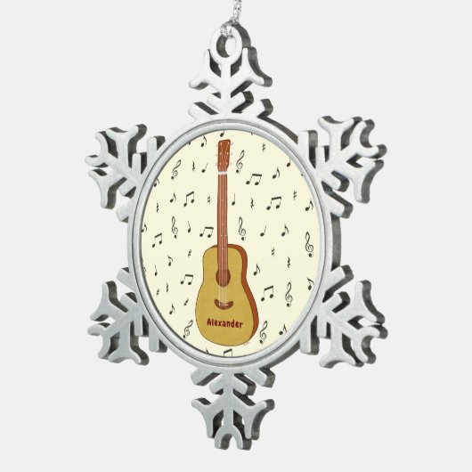 Feestelijke Gitarist Music Lover Design Tin Sneeuwvlok Ornament (Rechts)