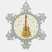 Feestelijke Gitarist Music Lover Design Tin Sneeuwvlok Ornament (Voorkant)