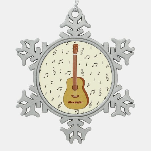 Feestelijke Gitarist Music Lover Design Tin Sneeuwvlok Ornament (Voorkant)