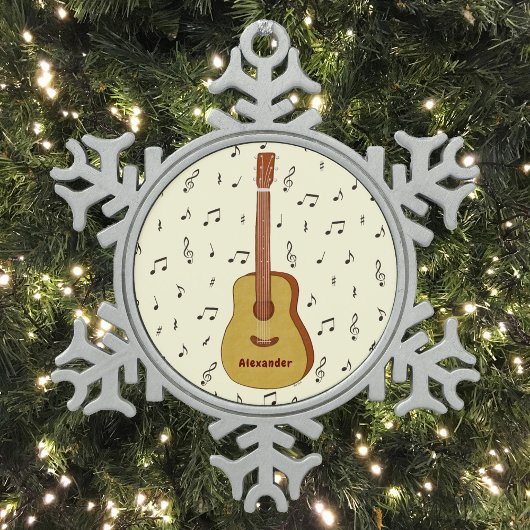 Feestelijke Gitarist Music Lover Design Tin Sneeuwvlok Ornament