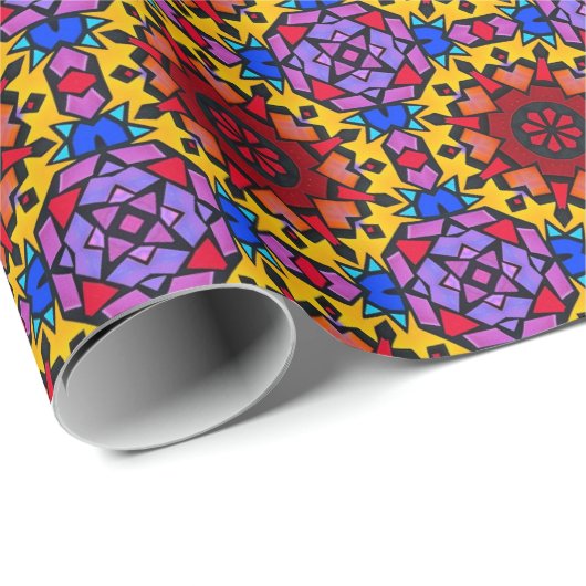 Feestelijke Glas in lood kerstboom Cadeaupapier (Rol Hoek)