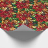 Feestelijke glas-in-lood poinsettia patroon verpak cadeaupapier (Hoek)