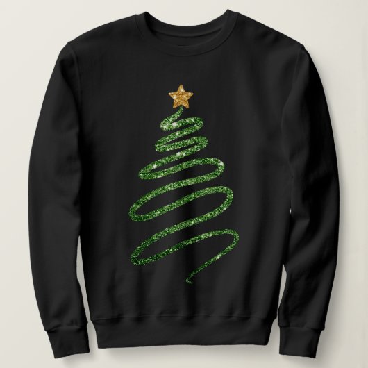 Feestelijke Glitter Kerstboom Ontwerp Crew Neck Trui (Design voorkant)